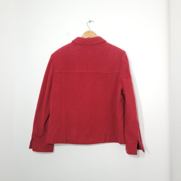 Vintage Jax Essentials Red Cashmere Wool Blend Jacket Coat Lined Pocket - Picture 9 of 11